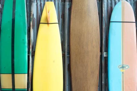 Surfboards On A Wall Stock Photos