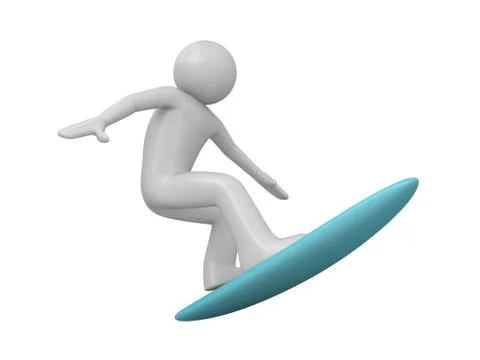 Surfer (3d isolated characters on white background, sports series) Stock Illustration