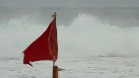 Surfer Against Big Waves Stock Footage 5854404