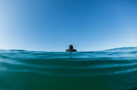 Surfer Alone Ocean Stock Photos
