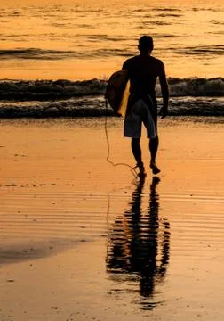 Surfer and reflection Stock Photos