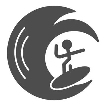 Surfer and wave solid icon. Water sport vector illustration isolated on white イラスト素材