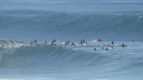 Surfer barely escapes Stock Footage 44066865