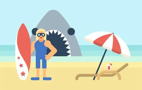 Surfer on the beach Stock Illustration