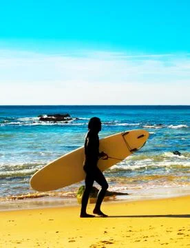 Surfer on the beach Stock Photos