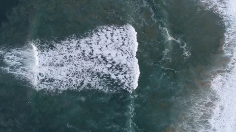 Surfer in big waves on ocean Stock Footage 121879003