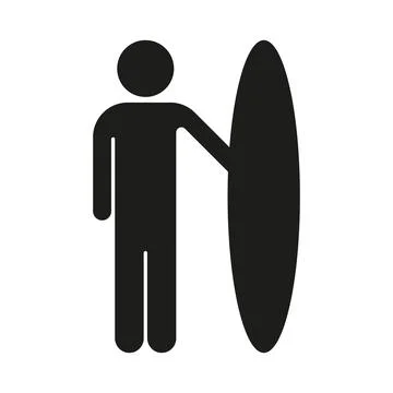 Surfer black vector icon on white background Stock Illustration