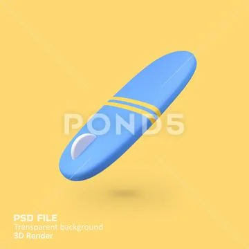 Surfer board isolated 3d render icon illustration PSD Template