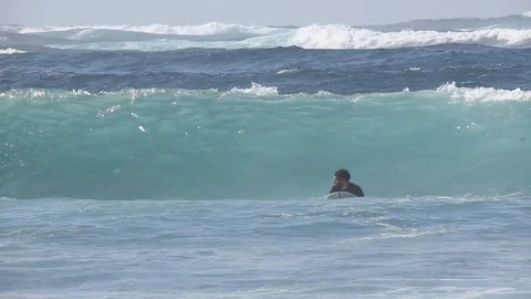 Surfer Catches Ocean Wave on longboard Stock-Footage 128655425