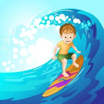 Surfer catching waves Stock Illustration