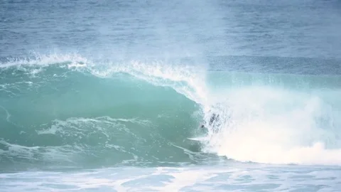 Surfer Closed Pipe Slowmotion 4k Stock Footage 77255314