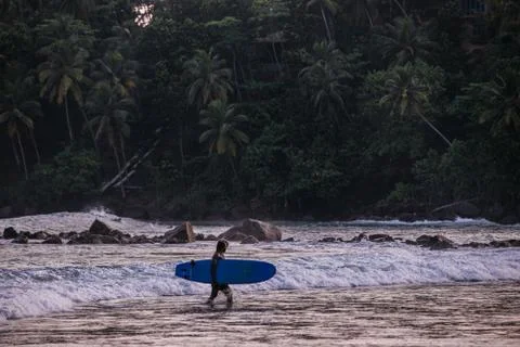 Surfer at coastline Stock Photos