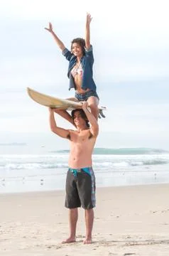 Surfer couple Foto stock