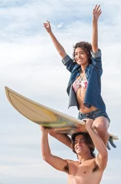 Surfer couple Fotos Stock