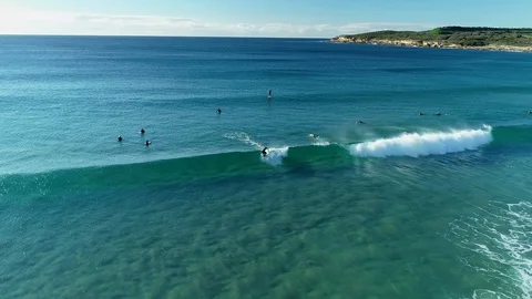 Surfer on crystal clear wave at Maroubra Beach, Eastern Beaches, NSW, 4k Stock Footage 102086552