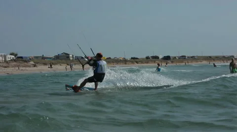 Surfer Doing Jumps While Kitesurfing Video stock 59158314