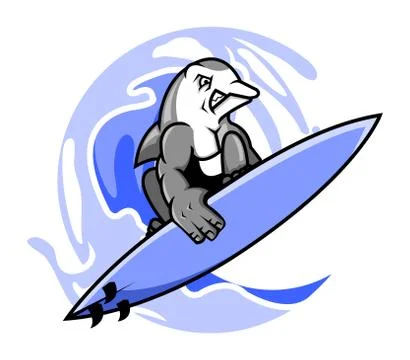 Surfer Dolphin Stock Illustration