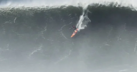 Surfer Drops on Huge Wave Stock Footage 262094866