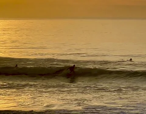 A surfer embracing the Beauty of Sunset at the Beach Video stock 317667953