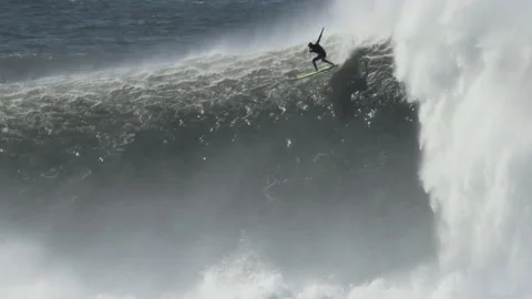 Surfer Falls on Huge Wave Stock Footage 184248030