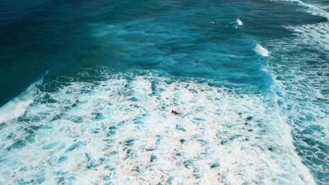 Surfer Fighting Through Whitewater Waves at Playa Encuentro in Cabarete Stock Footage 314060321