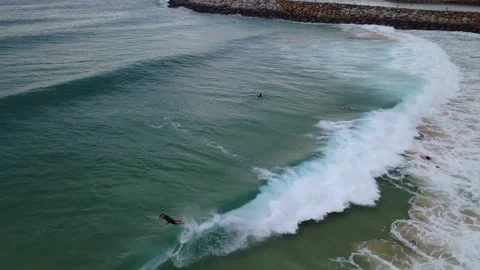 Surfer Flying Off Wave in Dramatic Surf Action Stock Footage 331606039