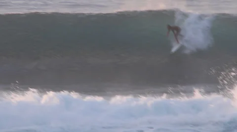 Surfer getting Barreled at Pipe Line Stock Footage 36668125