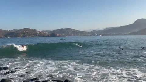 Surfer Goes by 03 HD Stock Footage 175345069