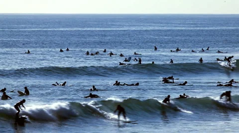 Surfer group 03 - wave riders and yacht Stock Footage 5088609