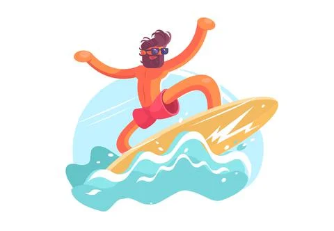 Surfer guy on wave Stock-Illustration