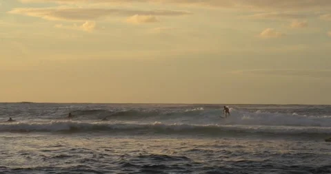 Surfer in Hawaii at Sunset Video stock 301844467