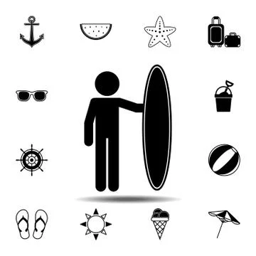 Surfer icon. Simple glyph vector element of Summer icons set for UI and UX, w Stock Illustration