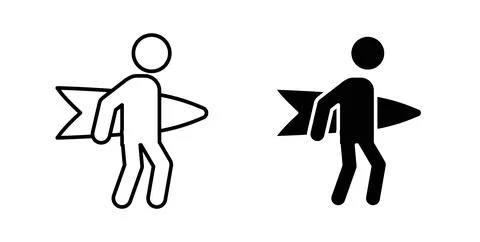 Surfer icon. Style is flat and line symbol Ilustración de archivo