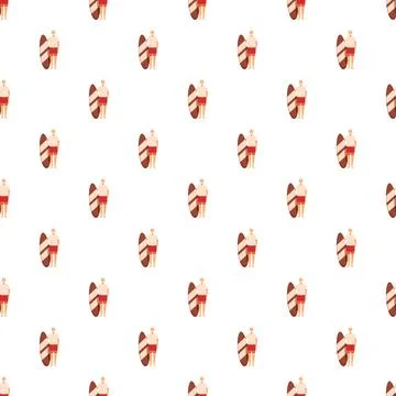 Surfer man cartoon seamless pattern Stock Illustration