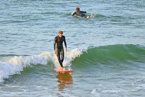 Surfer man in dynamic action off Ferrol, Spain (4), 15/06/2025 Stock Photos