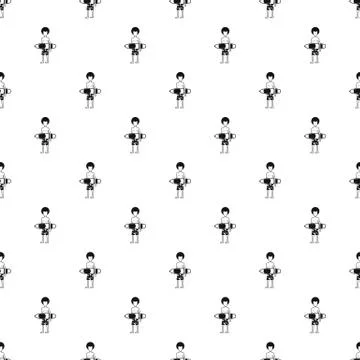 Surfer man pattern, simple style Stock Illustration