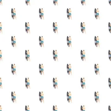 Surfer man pattern standing with surfboard summer sport イラスト素材