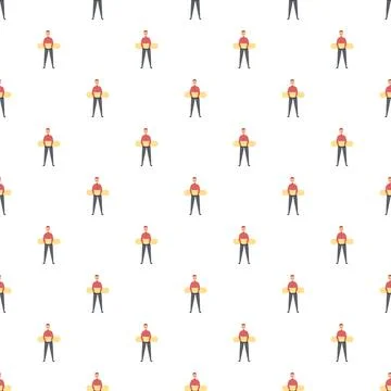 Surfer man ready for waves seamless pattern Stock Illustration