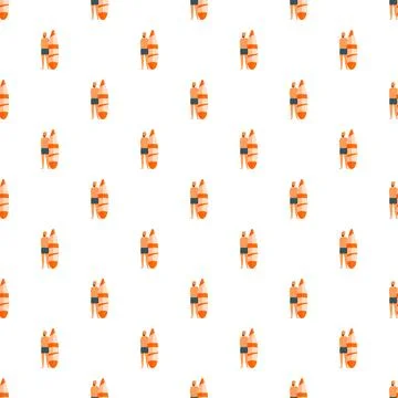 Surfer man with surfboard repeating pattern Stock Illustration