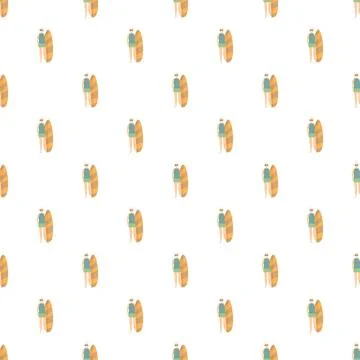 Surfer man with surfboard seamless pattern background Stock Illustration