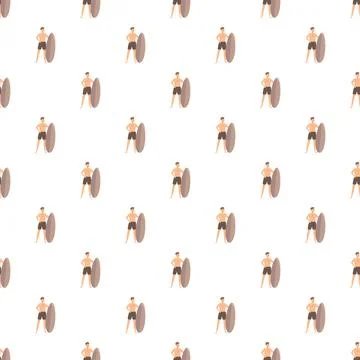 Surfer man with surfboard seamless pattern Stock Illustration