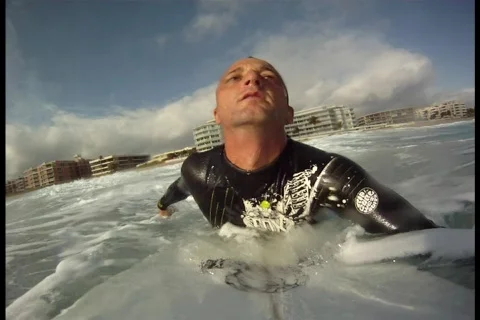 Surfer Paddling Out Stock Footage 610221