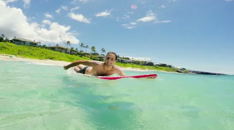 Surfer Paddling Out Stock Footage 52712064