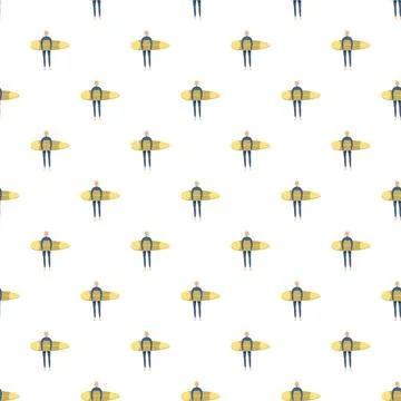 Surfer pattern with blonde person holding surfboard Ilustración de archivo