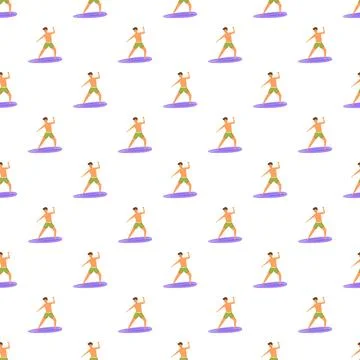 Surfer pattern with purple surfboard and summer theme Stock Illustration