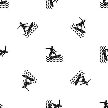 Surfer pattern seamless black Stock Illustration