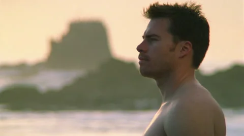 Surfer Profile Close Up Stock Footage 45886859