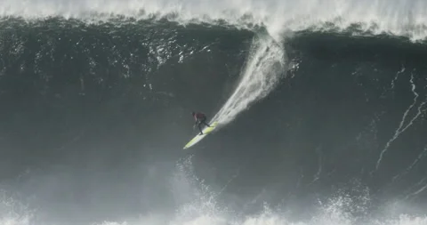 Surfer Rides Massive Wave Stock Footage 262086911