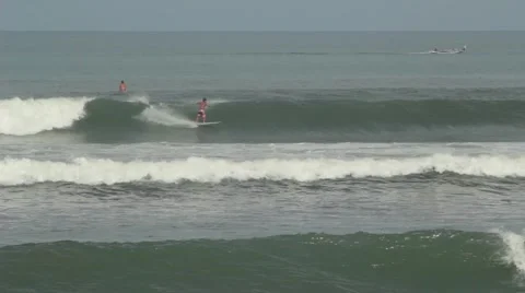 Surfer Rides on a Wave Stock Footage 67533362