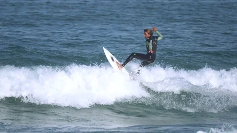 Surfer Rides Wave Stock-Footage 71070481